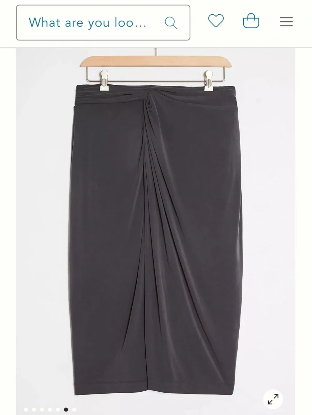 Anthropologie Charcoal Midi Skirt with Twist Front